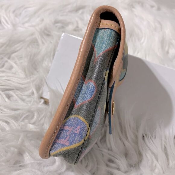 DOONEY & Bourke pouch leather trim snap closure large heart brand charm hearts - Picture 3 of 10